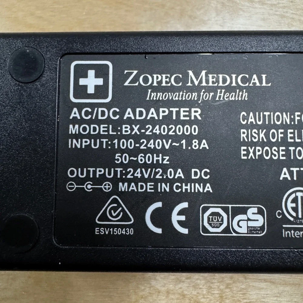 Zopec Medical AC/DC Adapter BX-2402000 24V 2.0A Power Supply Charger Cord